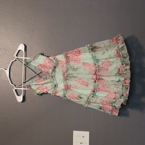 Mint Green and Pink Floral Dress